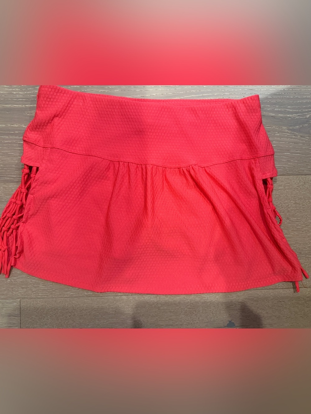 Lucky in Love Coral Red Lace-Up Side Skirt